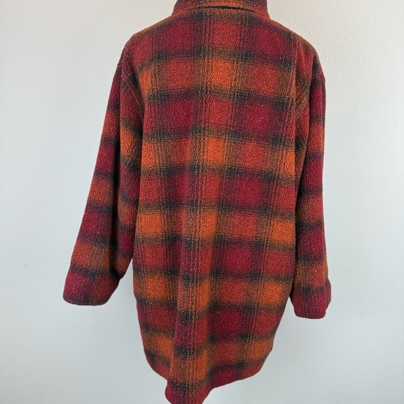Vintage Eddie Bauer Women’s Petite XL Plaid Sherpa Jacket 90s Grunge Canada - Picture 6 of 13